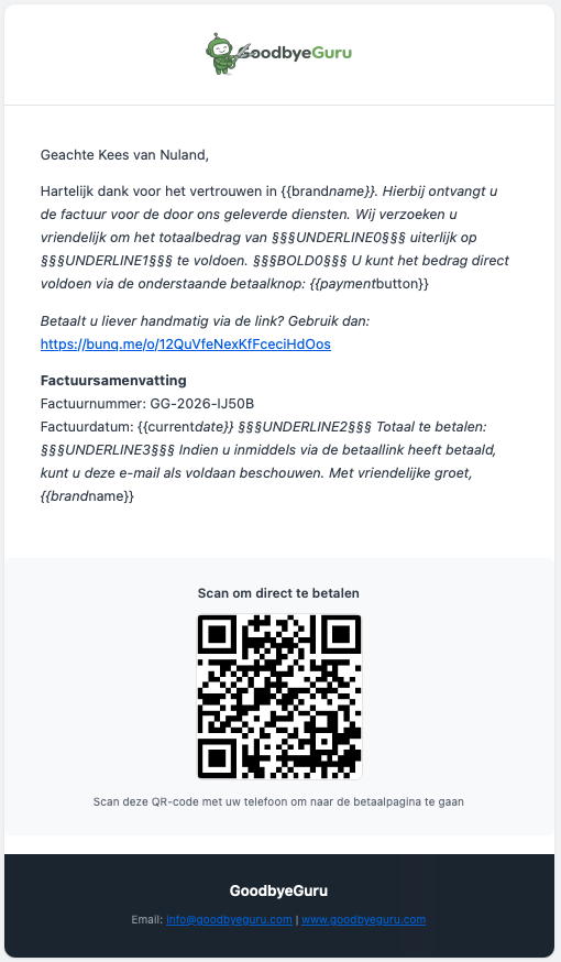 Derde E-mailtemplate van oplichters van GoodbyeGuru
